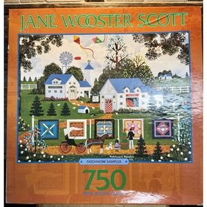 750 piece JIGSAW PUZZLE Jane Wooster Scott "PATCHWORK SAMPLER" complete Sealed